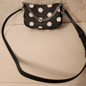 Michael Kors Black and White Polka Dot Crossbody Bag
